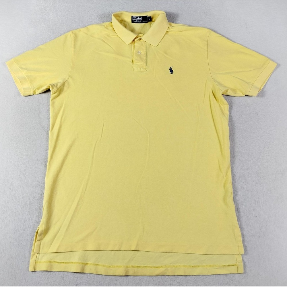 Vintage Polo By Ralph Lauren Polo Shirt Mens Large Yellow Pique Pony Preppy